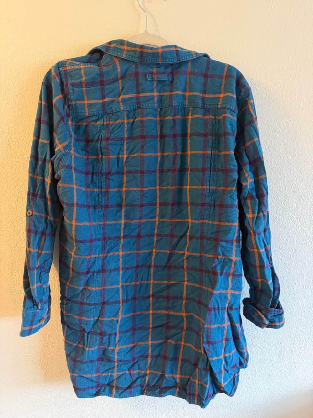 Duluth Trading Co Blue Plaid Button-Front Hooded Shirt - Picture 2 of 4